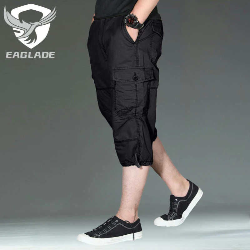 Eaglade กางเกงคาร์โก้ขาสั้นสําหรับผู้ชาย S7S สีดํา J10