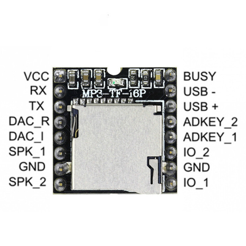 Dfplayer Mini MP3 Player โมดูล MP3 เสียงถอดรหัสบอร ์ ดรองรับการ ์ ด TF U-Disk IO/Serial Port/AD สําหรับชุด Diy arduino