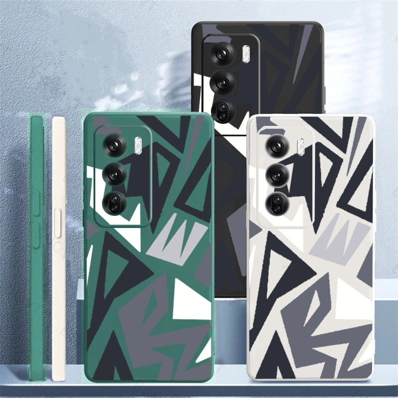 [คลังสินค้าพร้อม]เคสโทรศัพท์หรูหราสําหรับOPPO Reno 12 5Gกรณีซิลิคอนนุ่มกันฝุ่นกันกระแทกสําหรับOPPO Reno 12 Pro 5G 12 11 10 8T 7Z 8Z 6 5 4 ฝาครอบรูปแบบรูปเรขาคณิต