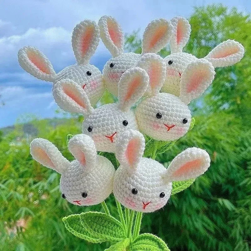 Rabbit Pig Crochet Flowers Hand-knitted Artificial Flowers Bouquet Homemade Flower Wedding Guests Gi