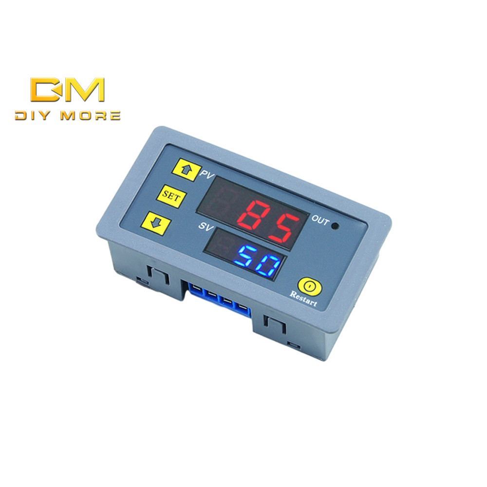 Diymore T3230 DC12V DC24V AC110-220V รอบหน่วงเวลารีเลย์พร้อมปลอกริบบิ้นสีแดงและสีน้ําเงิน