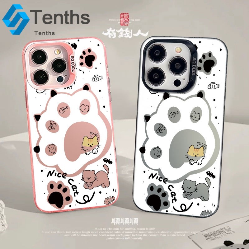 กรณีเงินสี For IPhone 8 7 Plus 11 1213 15 14 Pro Max X XR Xs Maxการ์ตูน Cat Claw เคสมือถือ เปลือกอ่อน