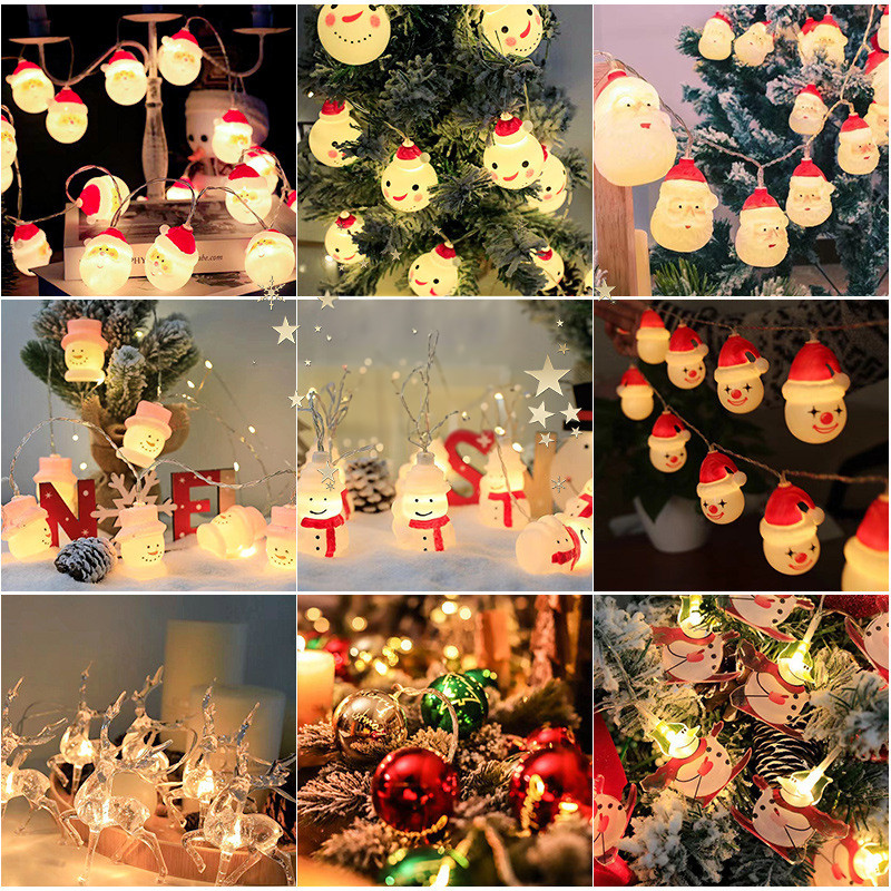 1.5m 10LED Santa Claus Snowflake LED Light String ตกแต่งคริสต์มาสสําหรับบ้าน Xmas Tree เครื่องประดับ