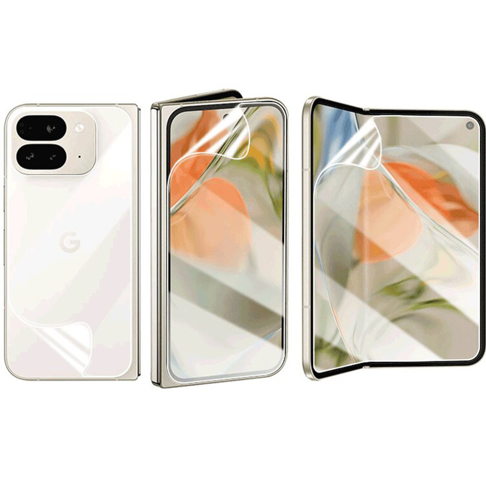 Google PixelFold Pixel9ProFold 1-2 ชุด 600D เต็มรูปแบบด้านหน้าด้านหลัง HD Clear Soft Hydrogel ฟิล์มส