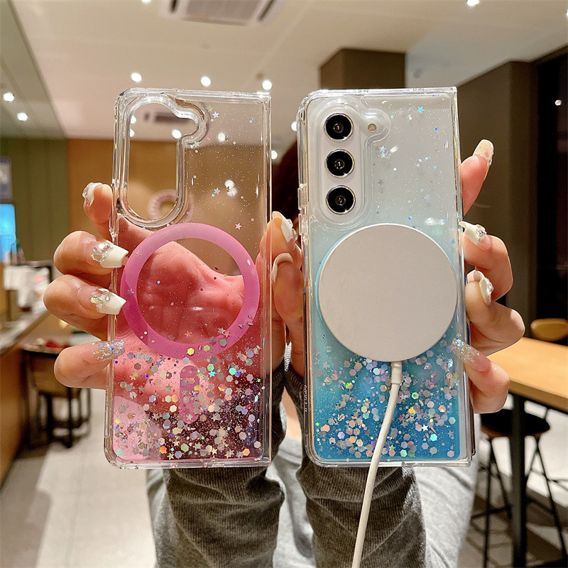 แฟชั่น Glitter Bling Gradient Magnetic Clear Case Samsung รูปที่ 3