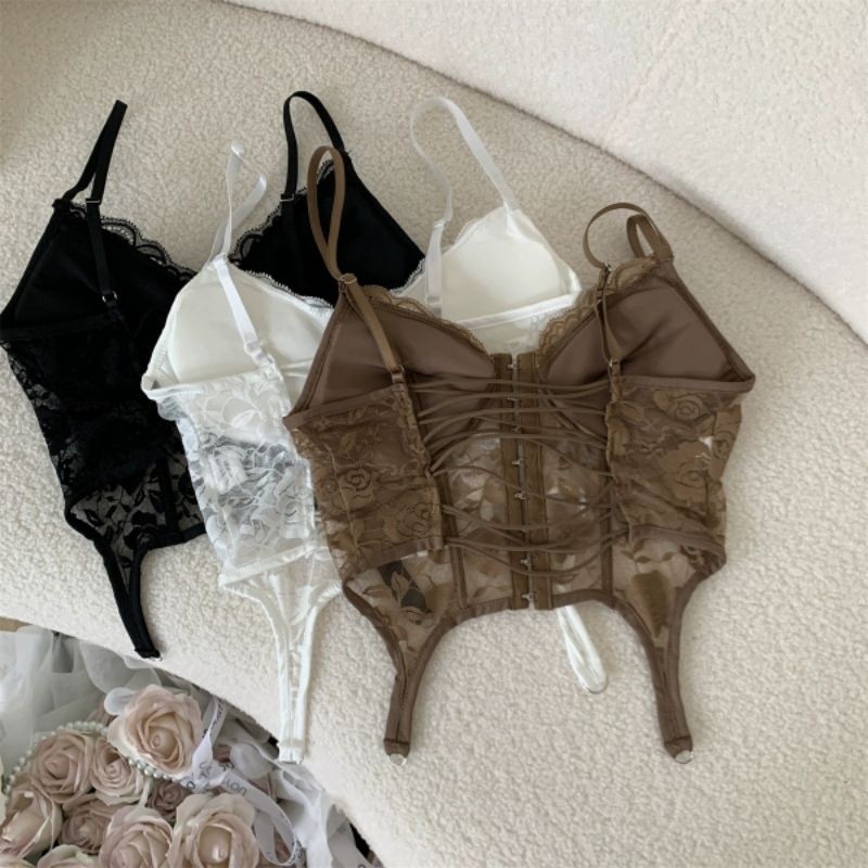 ส่งไวจากไทยสายเดี่ยวลูกไม้ เสื้อสายเดี่ยว corset top รูปที่ 5