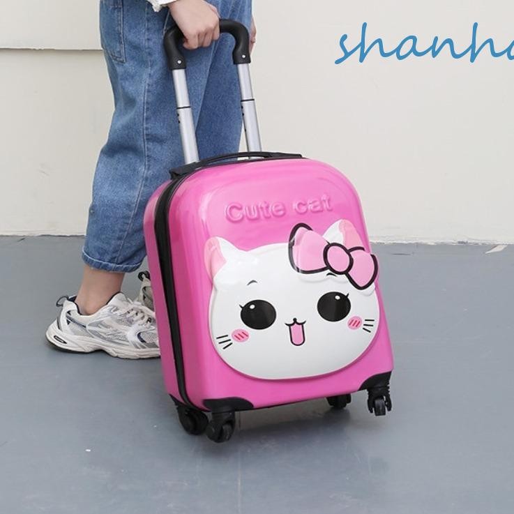 Shanhai กระเป๋าเดินทางล้อลาก ABS+PC 3D กันน้ํา แบบพกพา ความจุเยอะ 18 นิ้ว