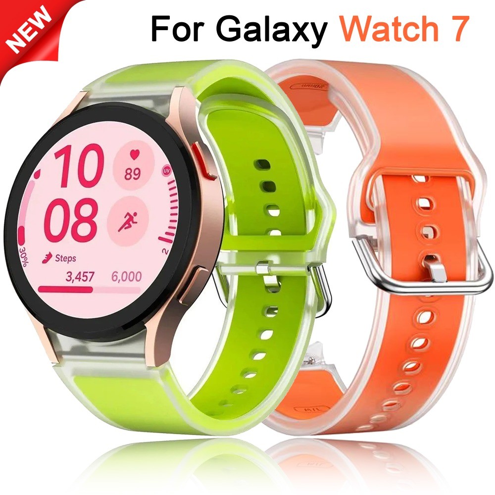 ซิลิโคน Glacier Clear Band สําหรับ Galaxy Watch 7/FE 40 มม.44 มม.FE ไม่มี Gaps สายรัดข้อมือสําหรับ Galaxy Watch 4 5 6 Band 6 คลาสสิก 47 มม.43 มม.สายกีฬา