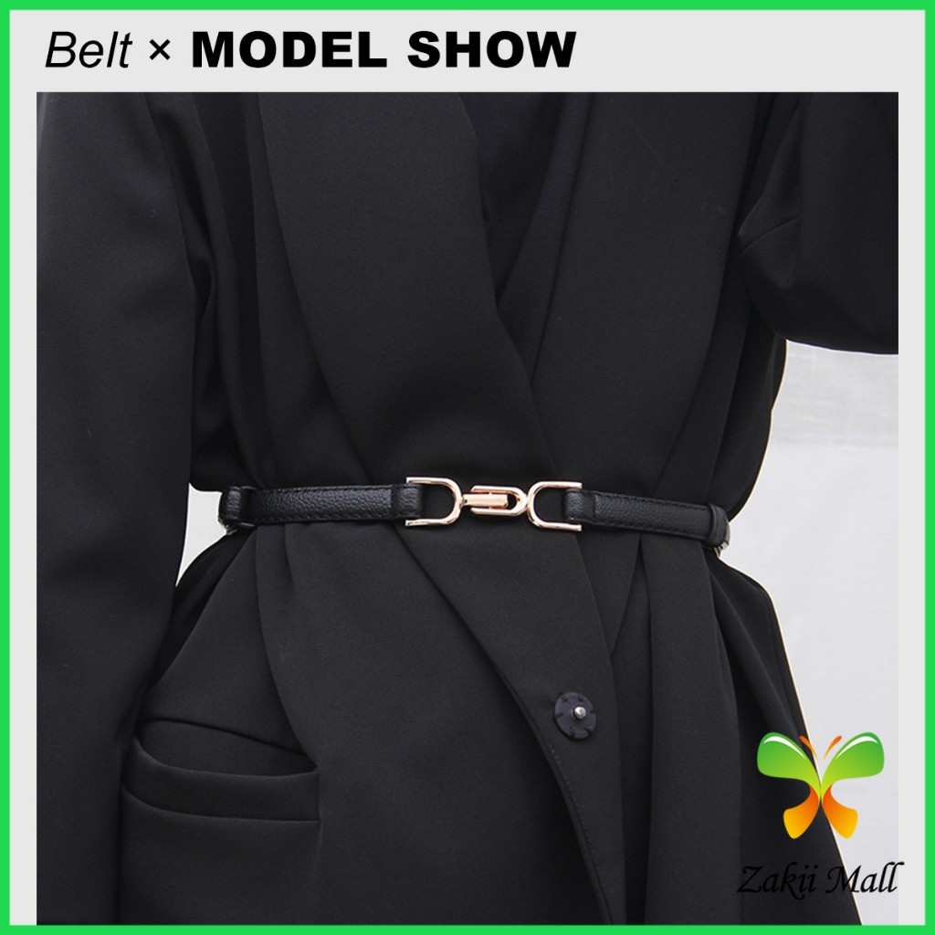 Z.M. เข็มขัด แบบบาง ปรับความสั้น ยาวได้ แฟชั่นเรียบง่าย สไตล์เกาหลีเรโทร สําหรับผู้หญิง PU Belt - รูปที่ 3