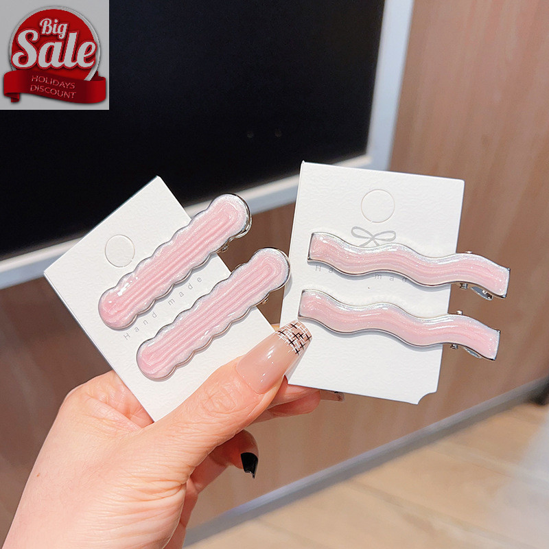 Af Simple Wave รูปไข่สีชมพูไม่มีรอยต่อคลิปผมผู้หญิง Acetate แผ่น Bangs คลิปผม Duckbill คลิป Hairpins จัดแต่งทรงผมเครื่องมือของขวัญ A