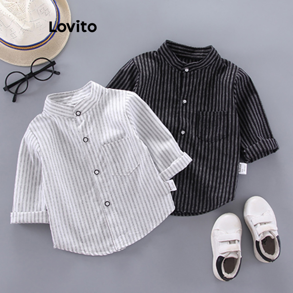 Lovito เสื้อเชิ้ตลายทางลำลองสำหรับเด็กผู้ชาย LNA82014