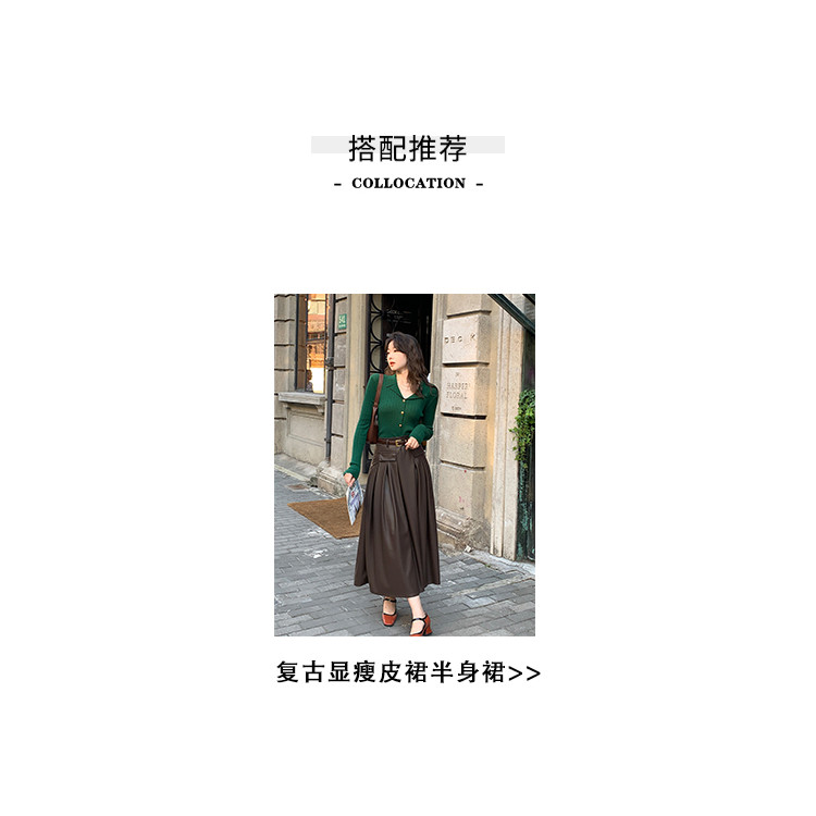 EIA Yiyao Norwegian Forest Port ลมต้นฤดูใบไม้ร่วงย้อนยุคเสื้อสเวตเตอร์คอปกบางผู้หญิงแขนยาวเสื้อทรงสลิมฟิตเสื้อกำมะหยี่ ราคา ถูกที่สุด ดีลบีเคเค แกลเลอรีภาพที่ 7