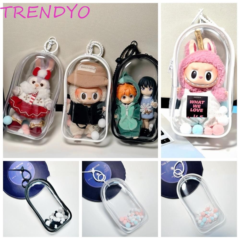 Trendyo Labubu ตุ๊กตา Out-border กระเป๋า,พวงกุญแจสี Hariballs Labubu กระเป๋า, ของเล่นอุปกรณ์เสริม Thicken โปร่งใสฝุ่นผ้าฝ้ายตุ๊กตาเก็บกระเป๋าเด็กผู้หญิงของเล่น