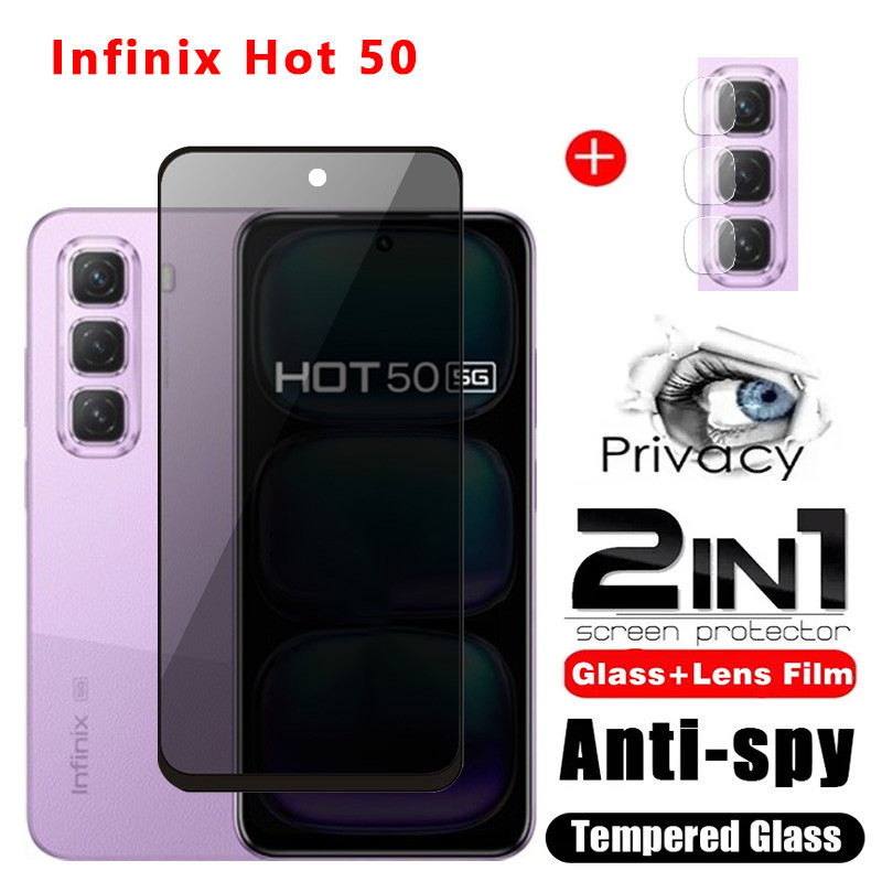 Infinix Hot 50 Hot50 4G 5G 2024 ความเป็นส่วนตัวกระจกนิรภัยป้องกันหน้าจอคลุมทั้งหมดฟิล์มป้องกันโทรศัพท์สําหรับ infnixHot50 X6720 X6882 เลนส์กล้อง