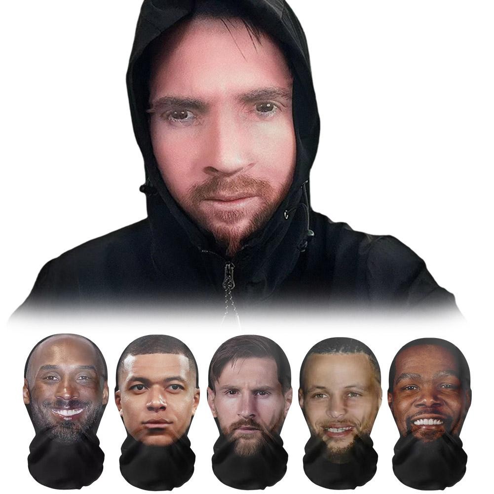 ยืดหยุ่นไม่มีรอยต่อตาข่าย Full Face หน้ากากจําลอง Ronaldo คอสเพลย์ Balaclava Kanye หมวก Headwear M3U