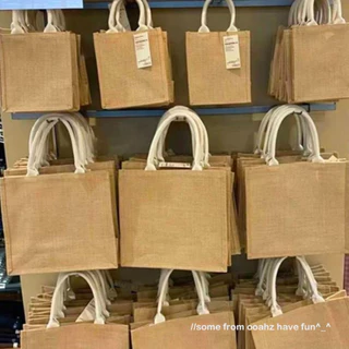 💖ในไทย💖กระเป๋าสาน Jute สไตล์ กันน้ำ DIY bag กระเป๋าถือ
