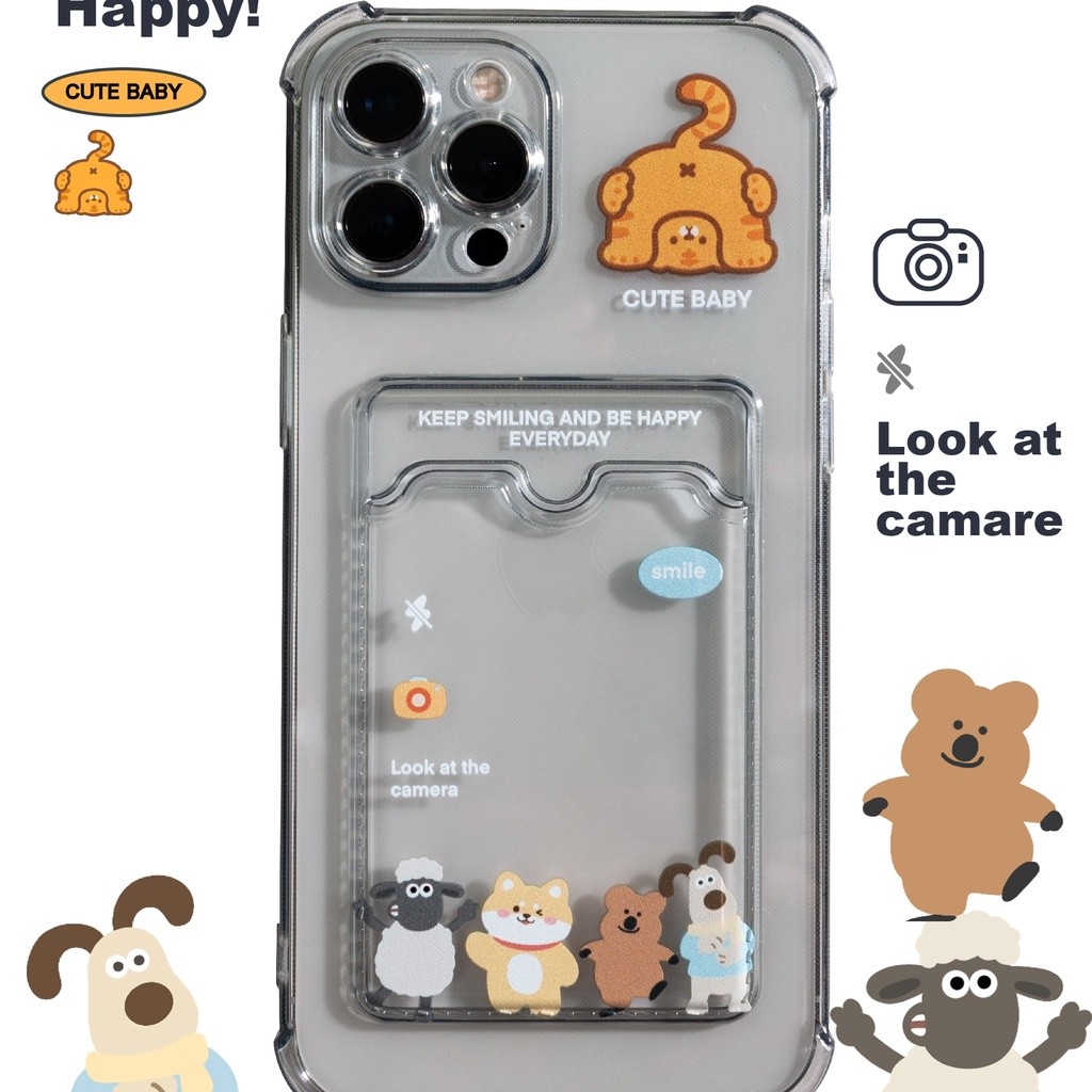 เคสโทรศัพท์ iPhone ผู้ถือบัตร Soft Case Anti-Fall เคสโทรศัพท์สําหรับ iPhone 16 Promax 15 Promax 12 13 Mini 14plus 11 Pro Max X XS XR XS Max 7 8 plus Se2020 เคสกันกระแทกสี่มุม