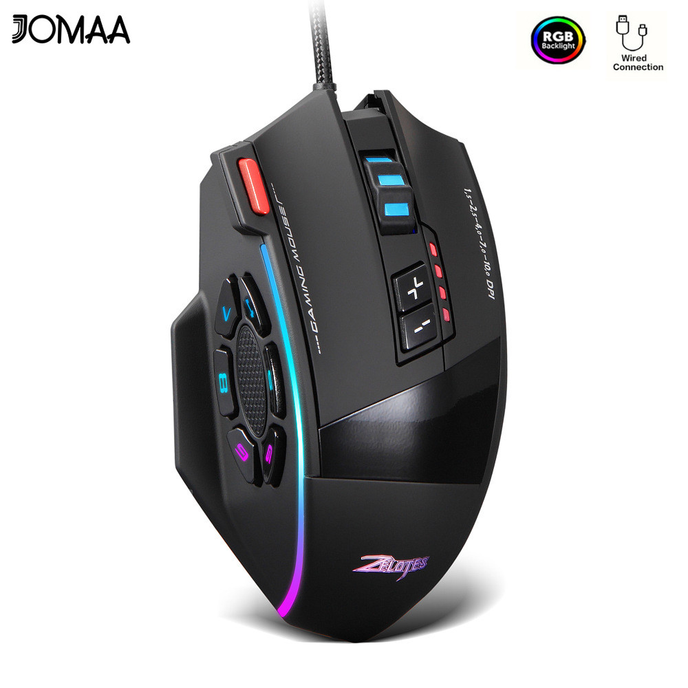 สีดํา myth wukong เมาส์แบบมีสาย Gaming10000 DPI 13 ปุ่มการเขียนโปรแกรมเกมสํานักงานเมาส์ GameMouse สําหรับ Gamer คอมพิวเตอร์แท็บเล็ตพีซี