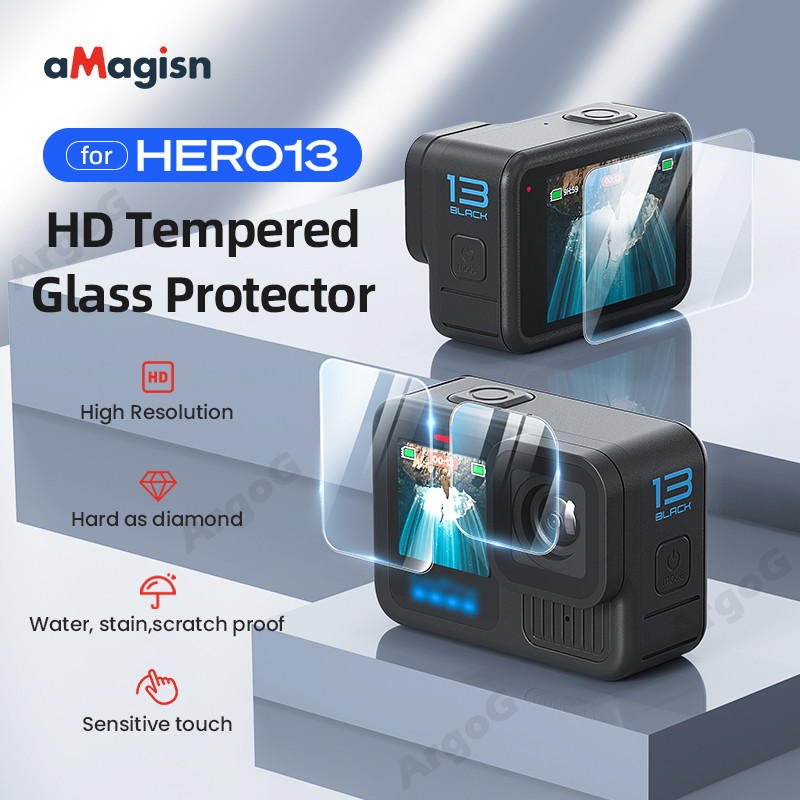 ชุดป้องกันหน้าจอ aMagisn สําหรับ GoPro HERO 13 Ultra Clear HD กระจกนิรภัยป้องกันรอยขีดข่วนอุปกรณ์เสริม