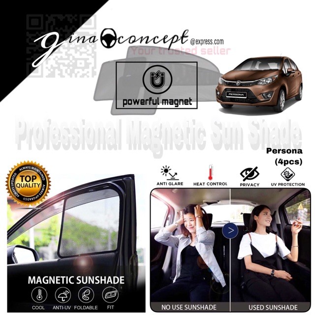 Proton Persona 2016-2020 Magnetic Sun Shade (4ชิ้น)อะไหล่รถยนต์ตกแต่งรถ