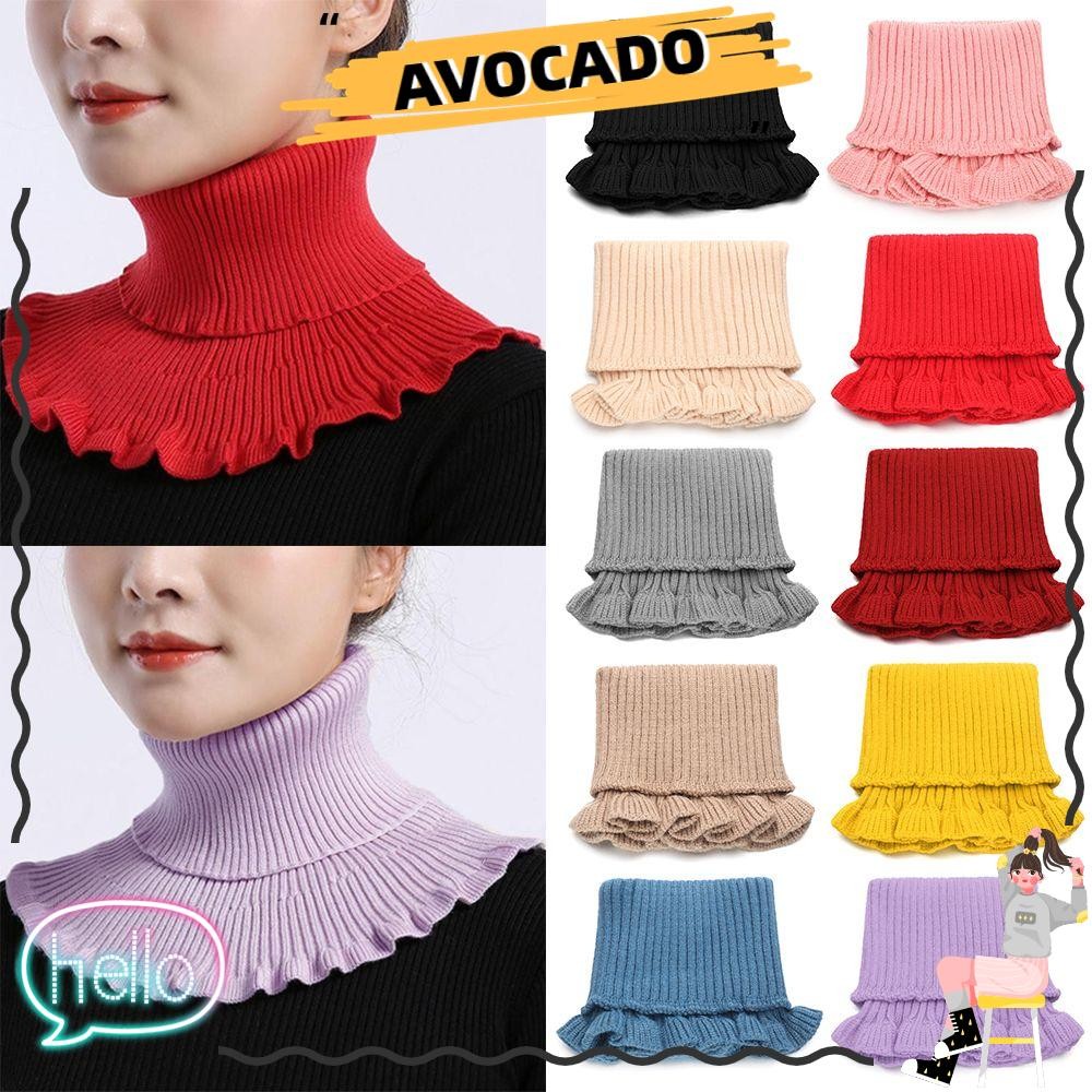 Avocar ปลอกคอปลอมถักกันลมหูไม้ฤดูหนาวคอเต่า