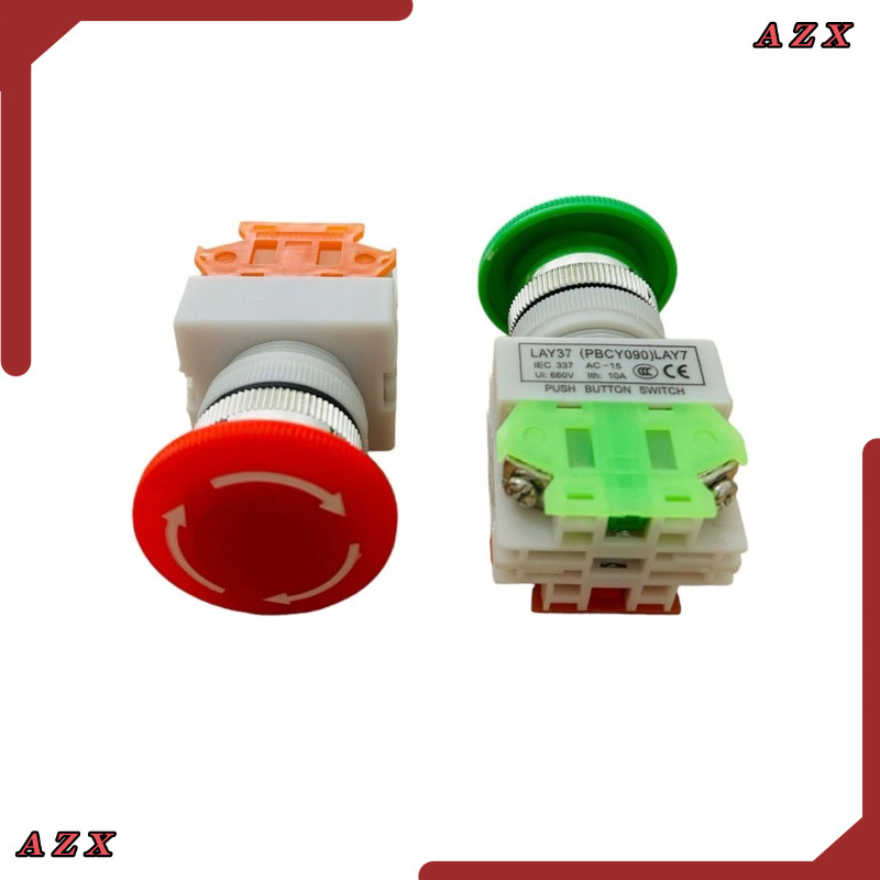 สวิตซ์กดดอกเห็ด 22มิล YO90-11ZS LA1 UTTON SWITCH LAY37 (PBCYO90)LAY7 IEC 337 AC-15 10A 1NO 1NC บิลเงินสด