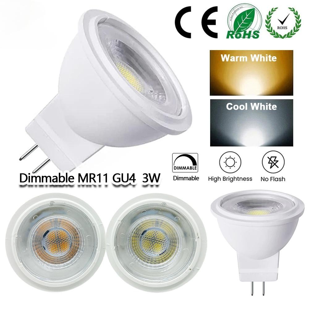 หรี่แสงได้ Mini MR11 36° หลอดไฟสปอตไลท์ LED 3W GU4 2835 SMD 110V 220V 12V-24V เปลี่ยน 30W ฮาโลเจนเย็นโคมไฟสีขาวอบอุ่น