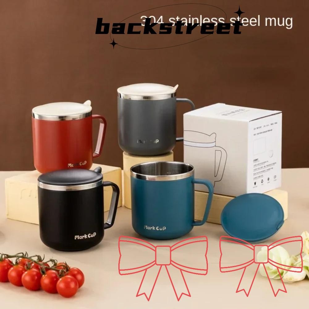 Backstage Milk Coffee Cup, Stainless Steel With Cover Insulated Water Cup, Portable Leak-Proof Double Wall With Handle Vacuum Flask Office