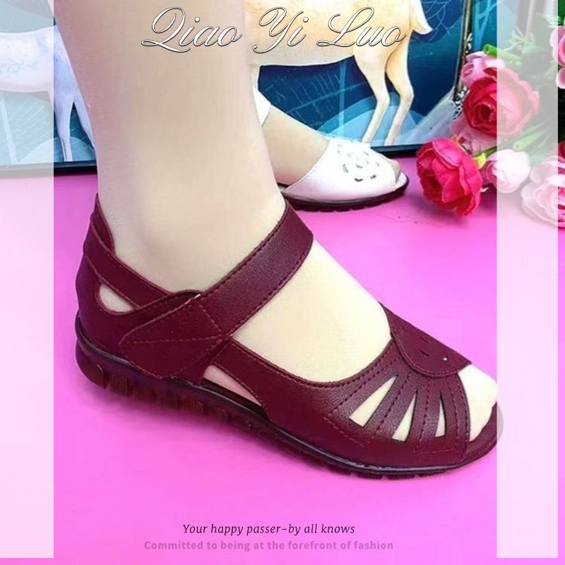 Qiaoyiluo เอ็นเนื้อแบนของผู้หญิงนุ่ม soled รองเท้าวัยกลางคนและผู้สูงอายุ