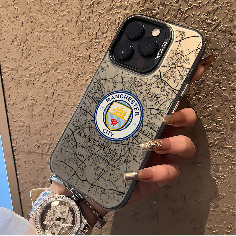 เคสโทรศัพท์ Cool Frostedสไตล์อเมริกันManchester Cityทีมโลโก้เหมาะสําหรับiPhone 16promax 16 15promax 15 14 13 12 11 pro max xs 8plus 7plus 13pro 14pro 15pro Shock-Resistantกรณี
