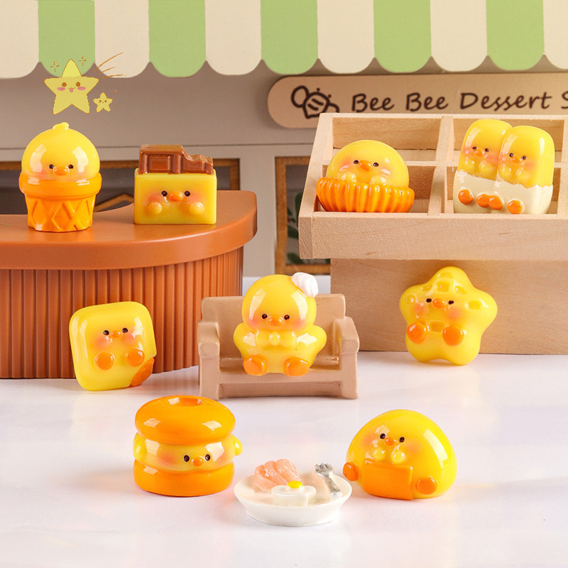 [JBTH] เครื่องประดับ Micro-Landscape มินิน่ารักการ์ตูน Dessert เครื่องประดับเป็ดสีเหลืองสร้างสรรค์รูปปั้นขนาดเล็ก DIY อุปกรณ์ตกแต่งบ้าน [JB]