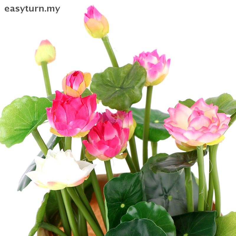 Easyturn Lotus จําลองดอกไม้ประดิษฐ์ Water Lily Micro Landscape s Decor my