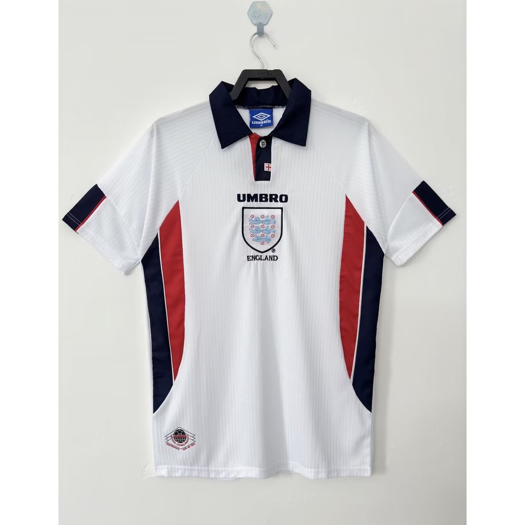 1998 England home retro ฟุตบอลกีฬาเสื้อยืดแขนสั้น