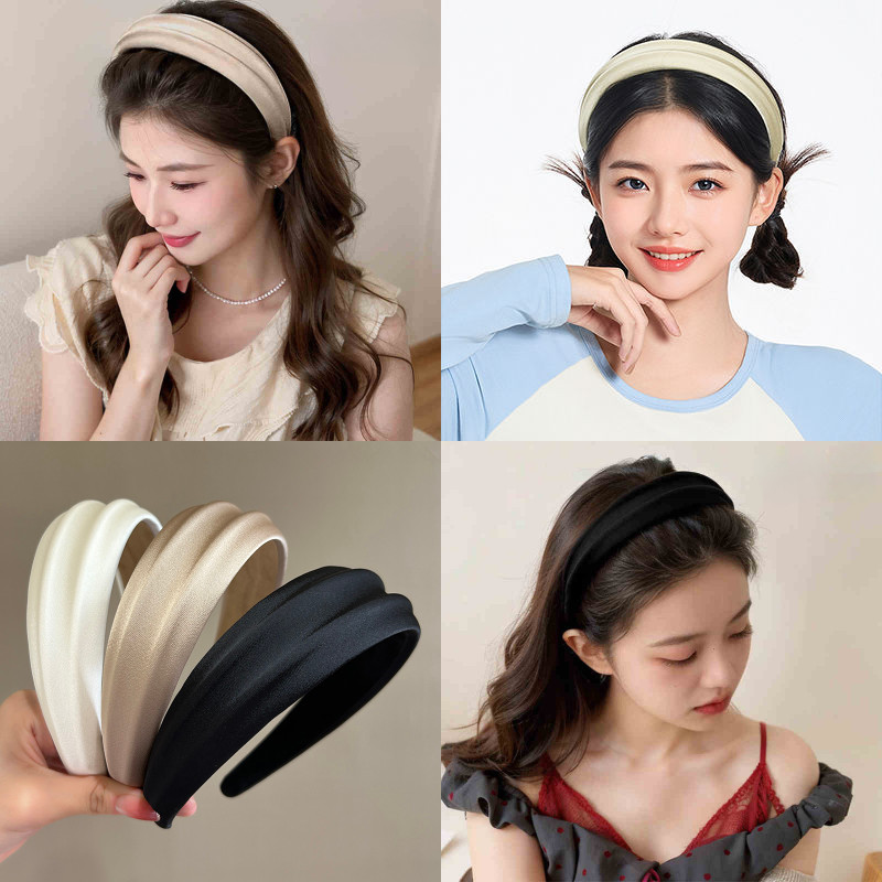 Elegant Satin Wide Hair Band แฟชั่นเกาหลี Simple Headband เครื่องประดับผมสําหรับผู้หญิง