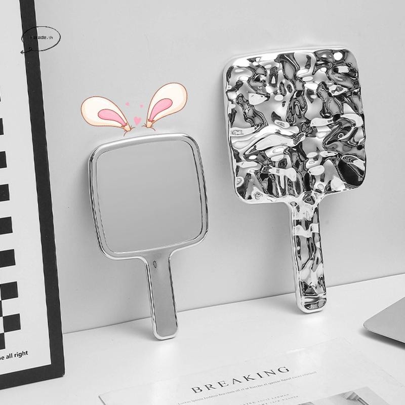 Parade Liquid Shape Square Mirror Mini Hand-Held Desktop เครื่องสําอางแบบพกพาแต่งหน้ากระจก Travel Retro สไตล์ความงามกระจกสําหรับกระเป๋าถือ TH