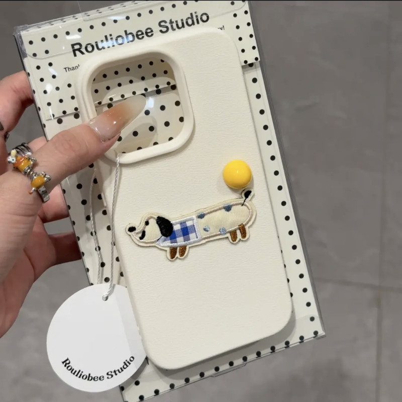 หรูหราเย็บปักถักร้อยดัชชุนหนังเคสโทรศัพท์สําหรับiphone16 15 14 13 12 11 Pro MAX IXS MAX XR XSกันกระแทกป้องกันกล้องนุ่มปกหลัง