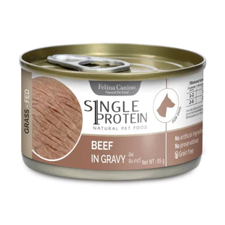 [6/12 กระป๋อง] Felina Canino อาหารเปียกสุนัข Single Protein เนื้อเน้นๆ ไม่เติมเกลือ ขนาด 85 กรัม