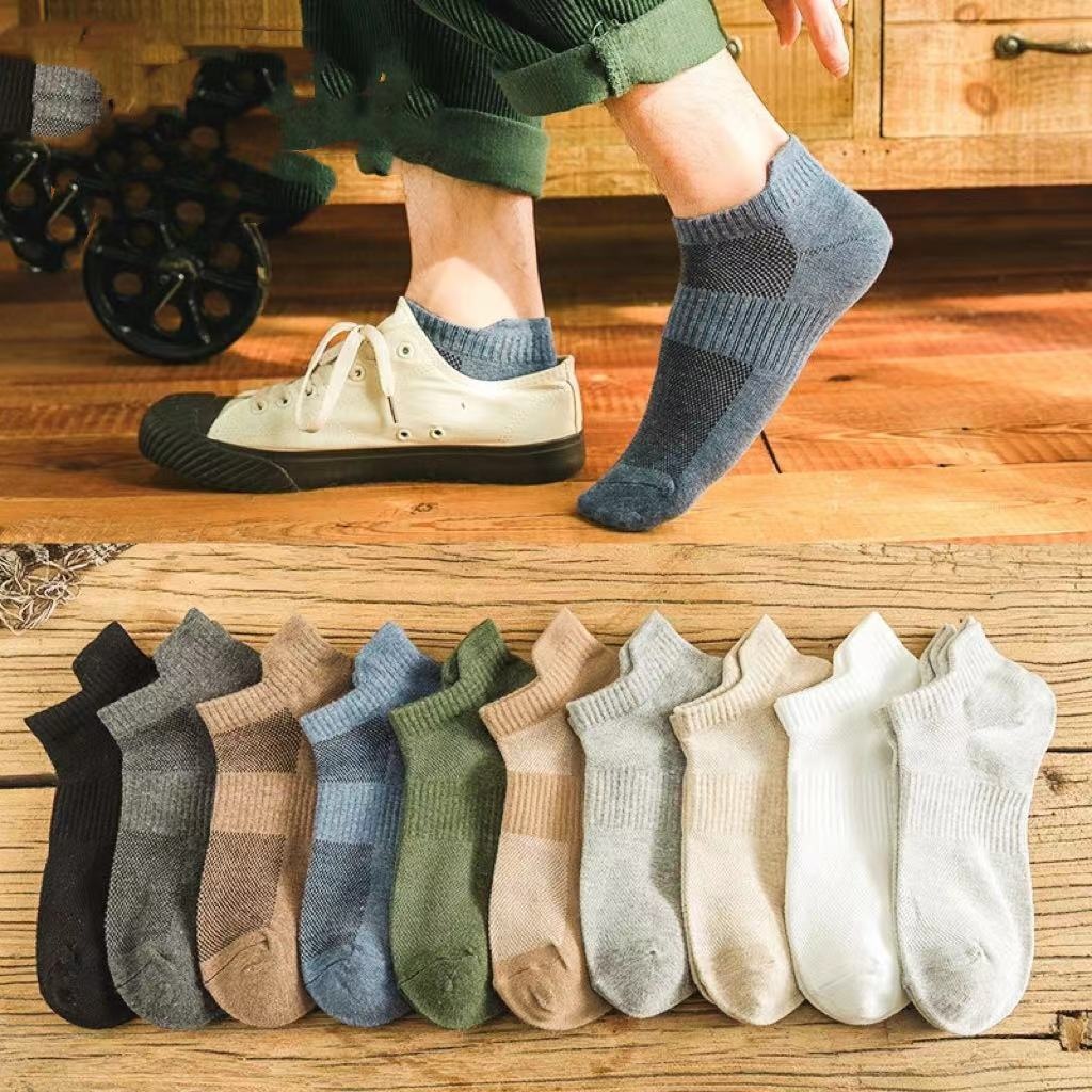 🔥ถุงเท้าสีพื้น 10 สีผ้าหนา ระบายอากาศดีแฟชั่น ถุงเท้าข้อสั้นลายน่ารัก เนื้อผ้านุ่ม