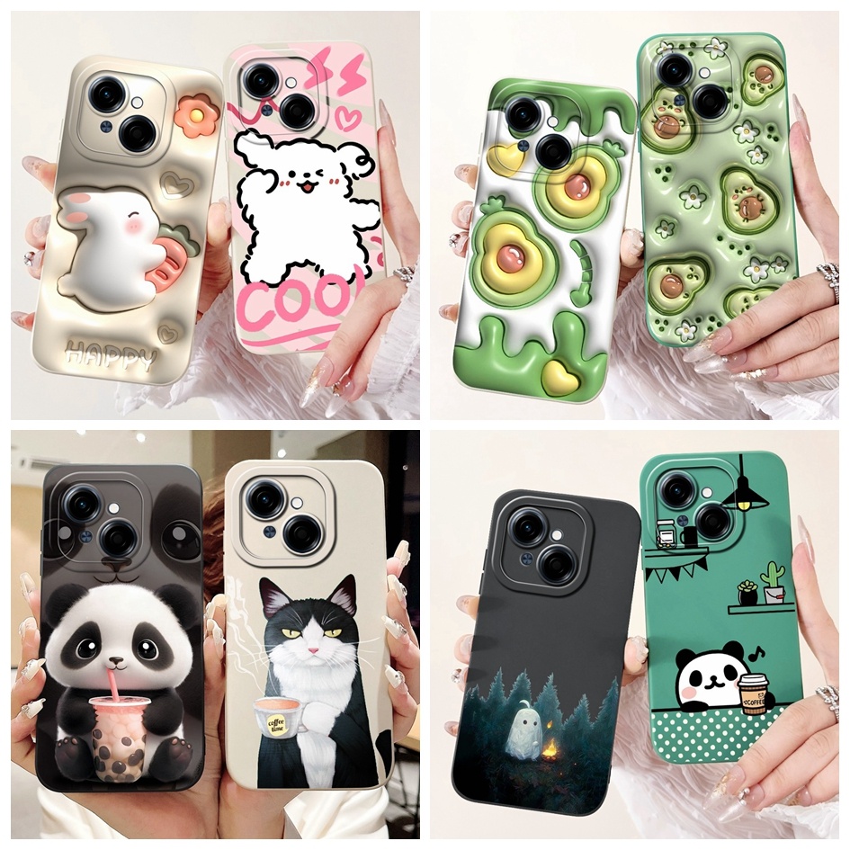 น่ารักการ์ตูนปลอกสําหรับ Tecno Spark Go 1 2024 กรณี Panda กระต่ายซิลิโคนเหลวนุ่มสําหรับ Tecno Spark Go 2025 Pop 9 กันชน