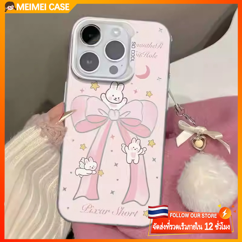 เคสโทรศัพท์การ์ตูนกระต่ายโบว์สีชมพู ใช้ได้กับ OPPO Realme A7 A15 A3 A9 A54 A16 A31 A76 A57 A17 A38