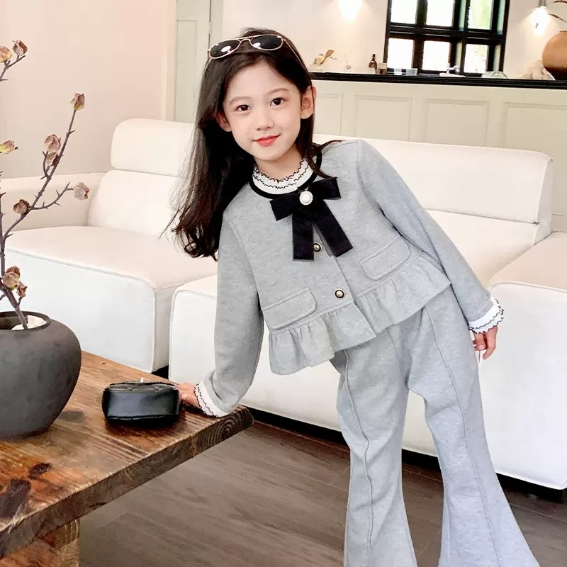 【สปอต】 3-14 ปี ชุดเดรสสำหรับสาว ๆ , ชุดเดรสฤดูใบไม้ผลิและฤดูใบไม้ร่วงที่สง่างามสำหรับสาว ๆ , ชุดแฟชั่นเจ้าหญิงสำหรับเด็ก , สไตล์เด็กโต , ชุดสองชิ้นสำหรับสุภาพสตรีและน้ำหอมเล็ก ๆ