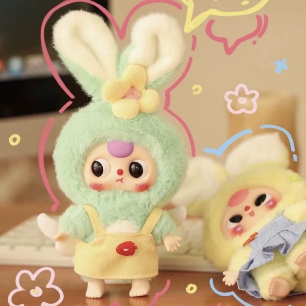 Baby Three Macaron Bunny หมอนเด็ก Rabbit Series Plush Mystery Box อินเทรนด์เล่นตกแต่งจี้สร้างสรรค์ตุ๊กตาน่ารัก