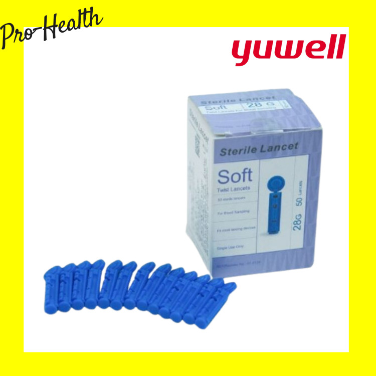Yuwell Sterile Lancets 50pcs (blood sampling) เข็มเจาะเลือดสำหรับเครื่องตรวจวัดระดับน้ำตาล เบอร์ 28G (บรรจุ 50 แท่ง)