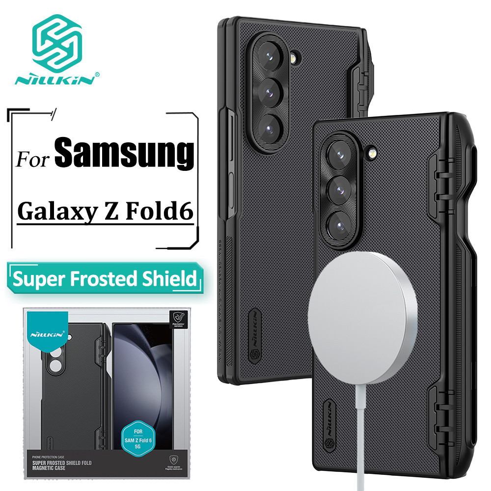 Nillkin Super Frosted Shield พับเคสแม่เหล็ก Samsung Galaxy Z พับ 6 / Fold6 Case Ultra Thin Matte TPU + PC Anti ลายนิ้วมือกันกระแทกฝาหลัง