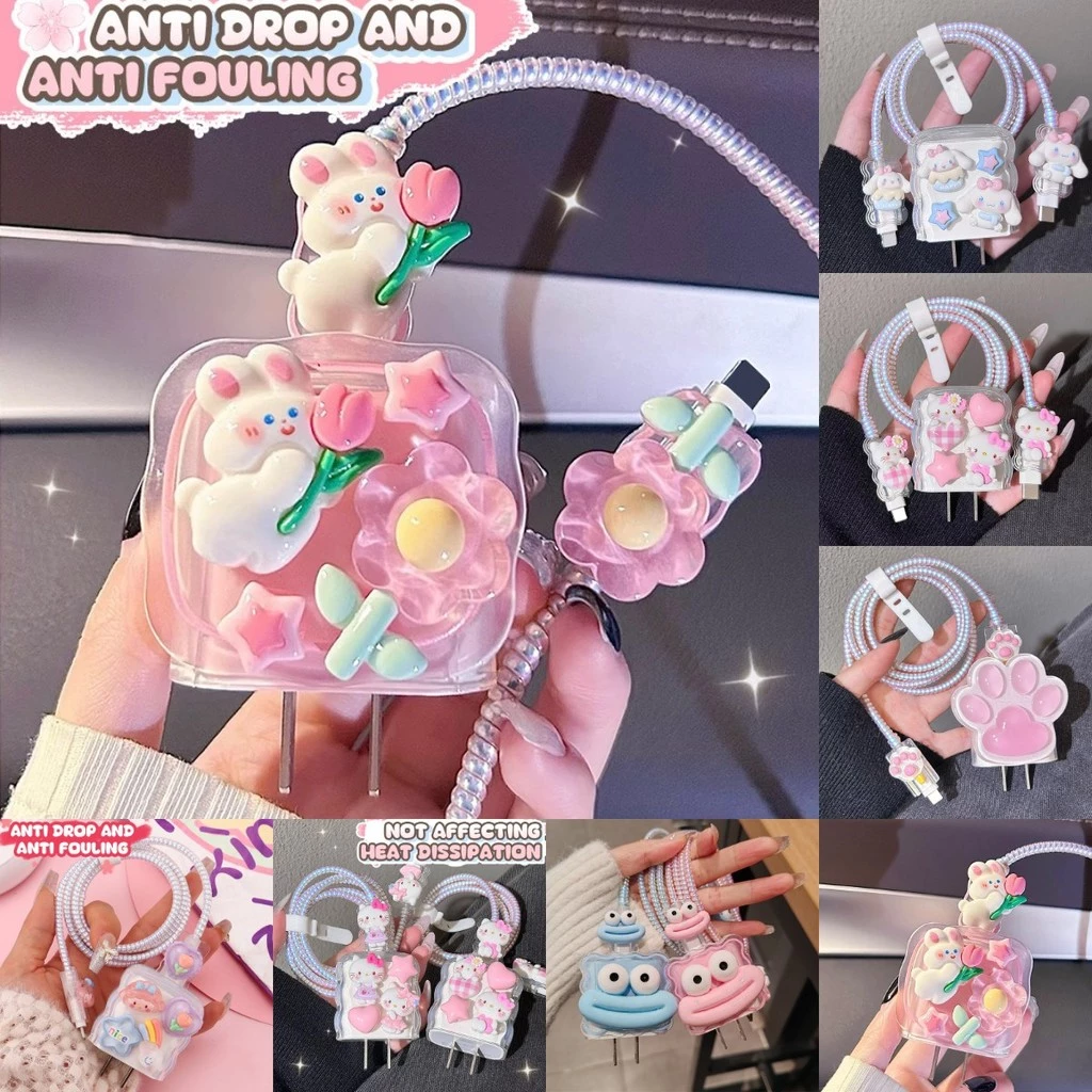 5In1 น่ารัก 3D รูปแบบการ์ตูน Charger และสายชาร์จชุดป้องกันสําหรับ Iphone Power Adapter 18W/20W -CY