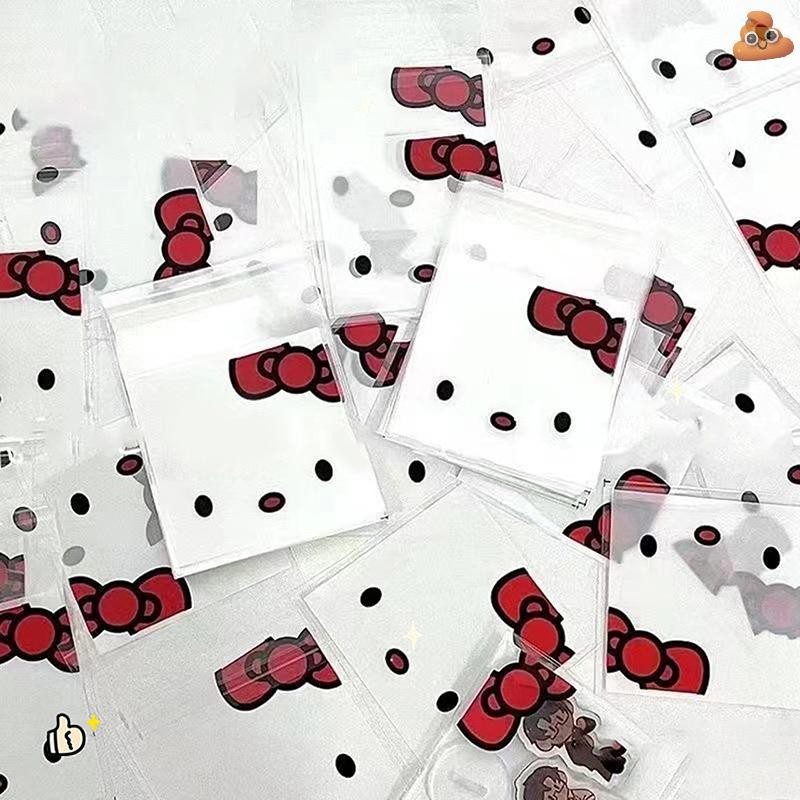 [LO] 100 ชิ้นพลาสติกพิมพ์เก็บกระเป๋า Hello Kitty Kawaii น่ารัก Pochacco ปิดผนึกกระเป๋าหมายเหตุบรรจุภัณฑ์การ์ตูน Self-กาวของขวัญกระเป๋า TH