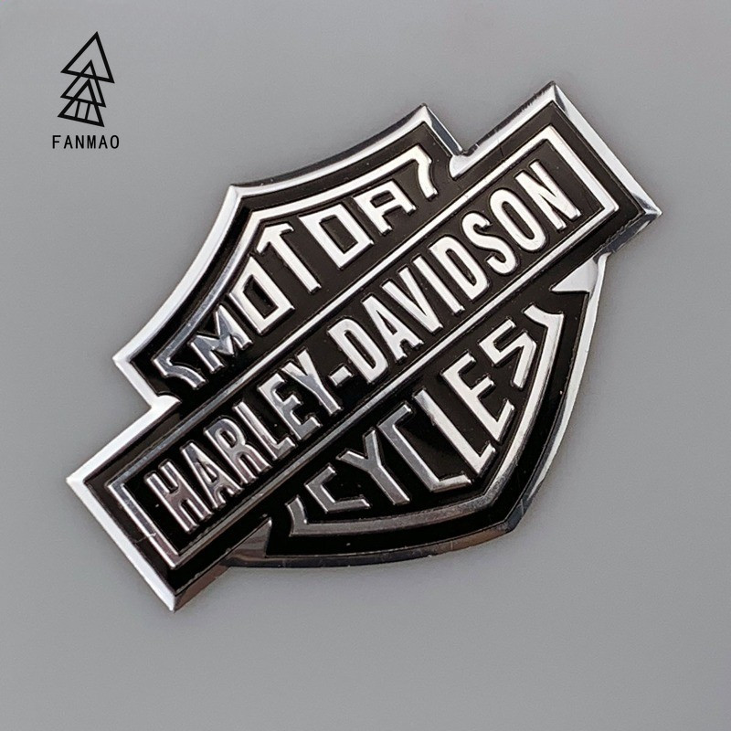 Fanmaodz 3D Harley-Davidson รถจักรยานยนต์อลูมิเนียมรถสติกเกอร์มอเตอร์ไซด์มอเตอร์ป้ายสัญลักษณ์ตกแต่ง Decals โลโก้