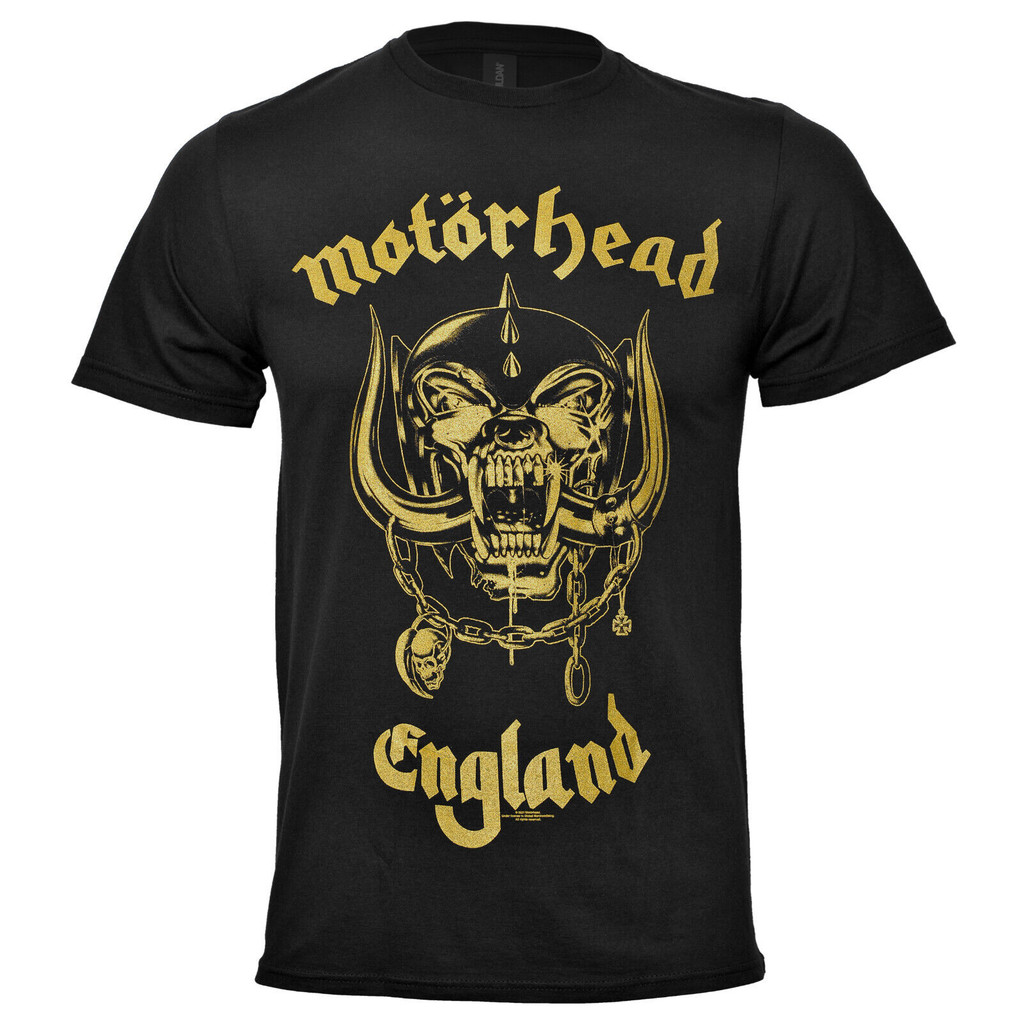 Motorhead T Shirt England Official Classic Warpig Gold Logo ใหม่