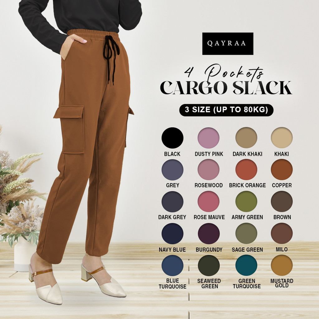 QAIRAA Womens CARGO POCKET Pants Cargo Pants / Street Pants Cargo Slack