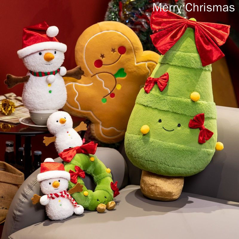 หมอนบรรยากาศคริสต์มาส Gingerbread Man Garland Snowman ของขวัญวันหยุดโซฟาเบาะต้นคริสต์มาสของเล่นตุ๊กตา